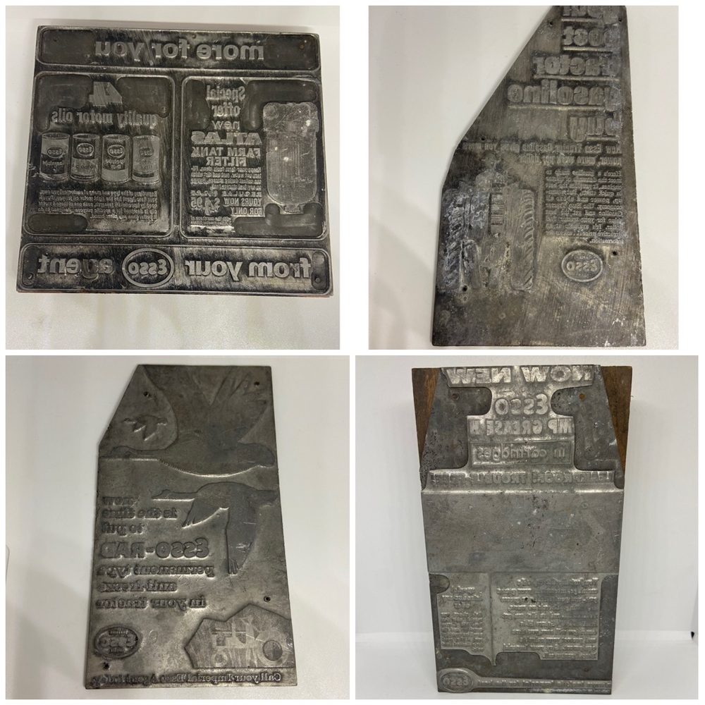 Vintage Esso Newspaper Printing Press Blocks Advertisements Letterpress Printers